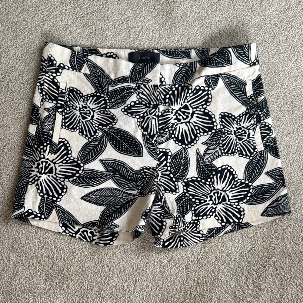 Vintage J. Crew Black and White Shorts Floral Print
